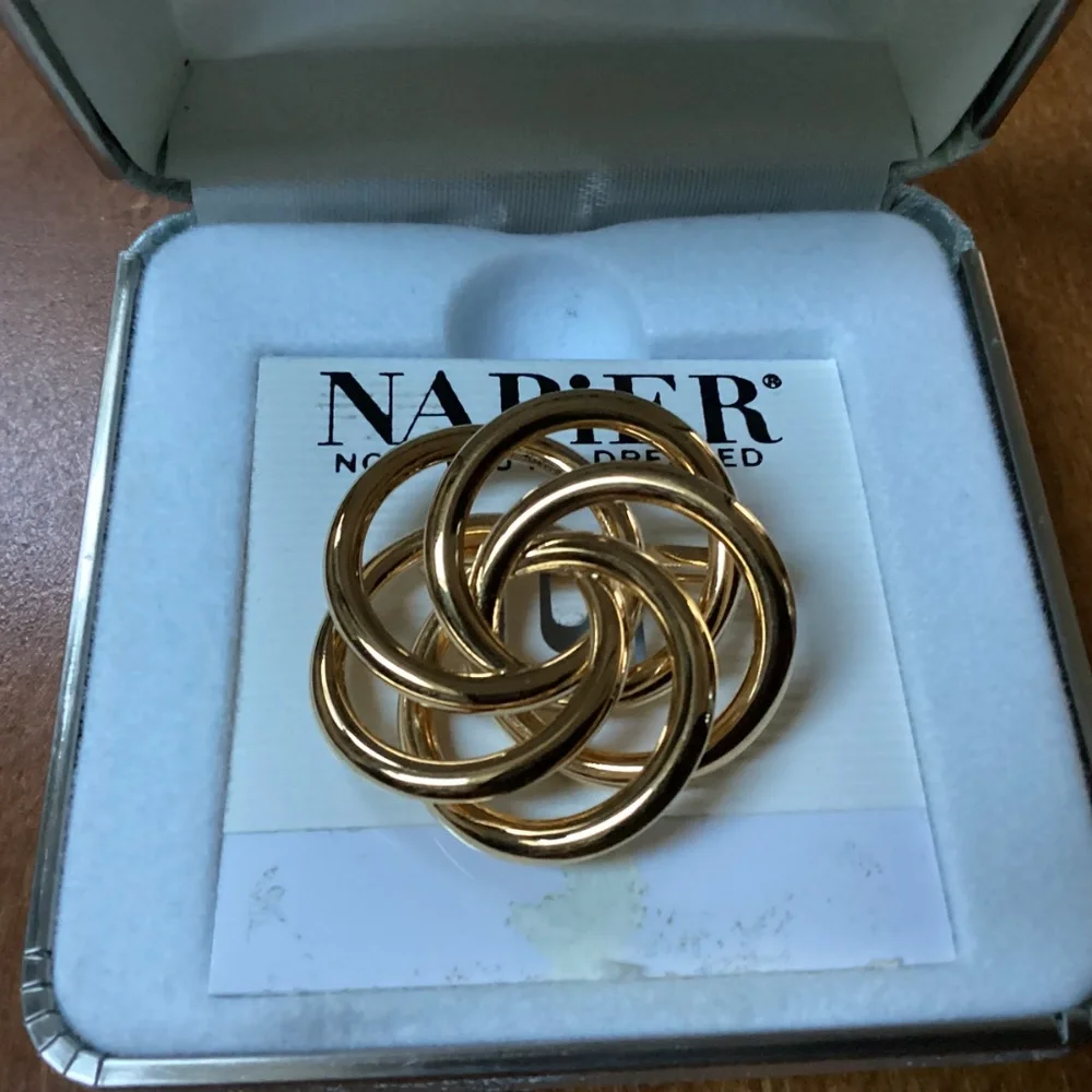 Napier Swirl Brooch Pin Gold-tone in box